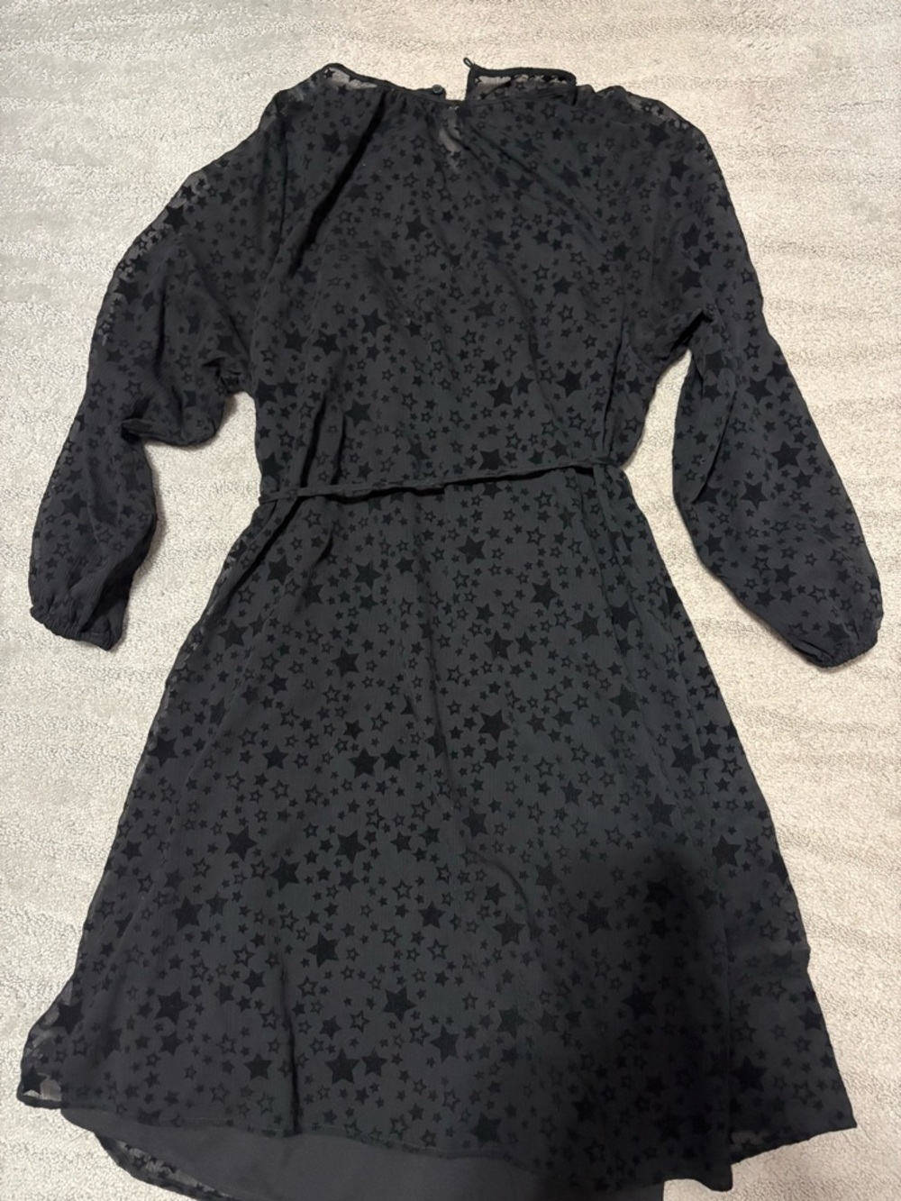 Loft Black Star-Print Long Sleeve Dress